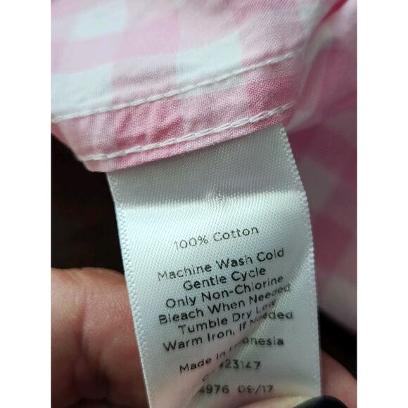 Talbots Pink Gingham Classic Casual Collar Button Front Shirt Women's Size Large - Picture 8 of 8
